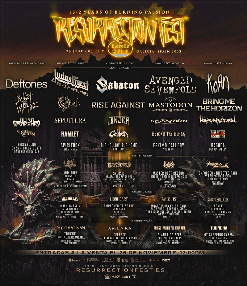 Cartel por días Resurrection Fest 2022